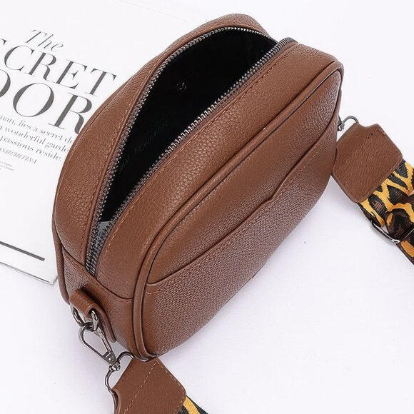 Faux Leather Camera Bag W/leopard Strap - Picture 3 of 5